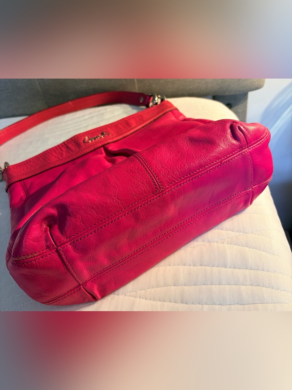 Coach Hot Pink Leather Shoulder Bag - Picture 6 of 9